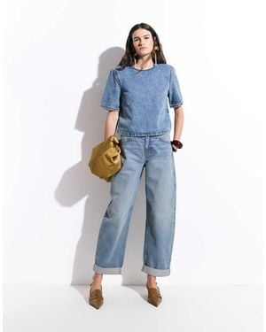 ASOS Mom Jeans Met Omslag - Blauw