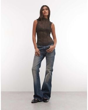 Weekday Sheer Crinkle Top - Grey