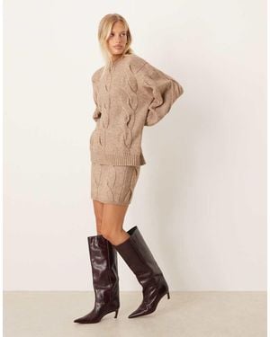 Pretty Lavish Cable Knit Mini Skirt - Natural