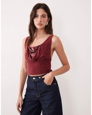 Motel Janic Sequin Top - Red