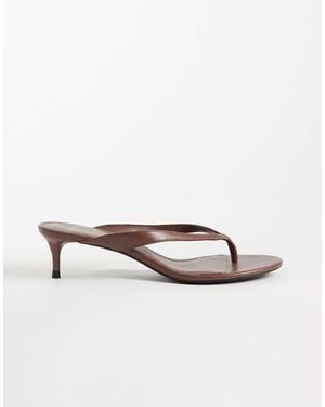 Mango Faux Leather Heeled Flip Flop - White