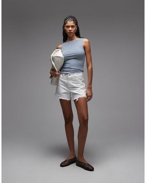 Levi's Pantalones Cortos Blancos De Talle Alto Con Acabado Desgastado - Gris