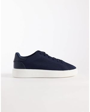ASOS Knitted Lace Up Sneakers With Sole - Blue