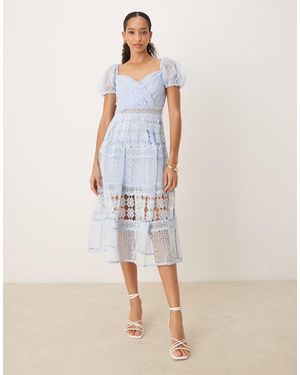 True Decadence Puff Sleeve Midi Dress - Natural