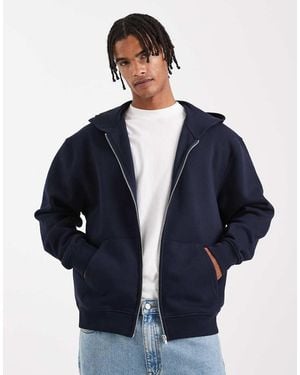 ASOS Essential Relaxed Fit Zip Through Hoodie - Blue
