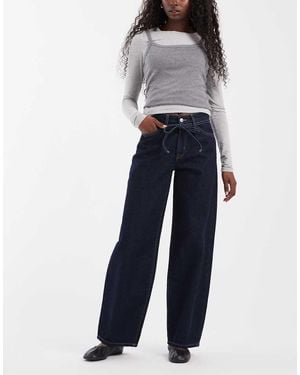 ONLY Gianna Jeans Dritti Con Vita Annodata Scuro - Blu