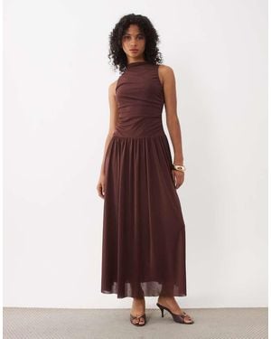 Jdy Ruched Detail Maxi Dress - Red