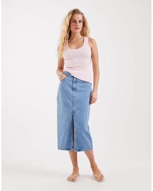 ONLY Denim Midi Skirt With Front Split - Blue