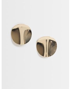 ASOS Stud Earrings With Large Hammered Oval Design - Natural