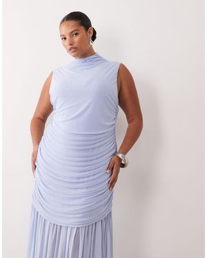 ASOS Asos Design Curve Ruched Drop Waist Mesh Maxi Dress - Purple