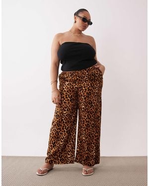 Esmee Curve Tie Front Beach Pants - Brown