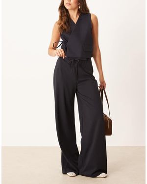 Mango Straight Leg Tie Front Trouser - Blue