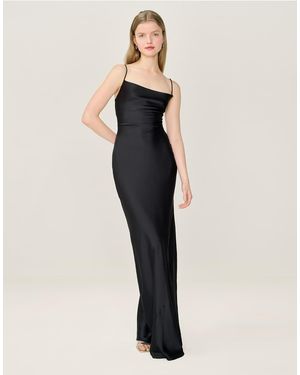 OMNES Dresses Ginny Satin Maxi Dress With Lace-Up Back - Blue