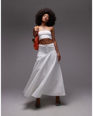 TOPSHOP Jupe longue en denim à empiècement - Gris