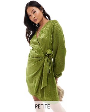 Never Fully Dressed Petite Vienna Jacquard Satin Mini Dress - Green