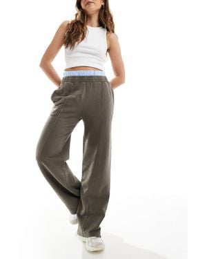 Pull&Bear Boxer Waistband Wide Leg jogger - Gray