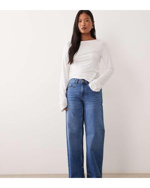 Noisy May Kenzie Mid Rise Wide Leg Jeans - Blue
