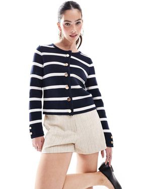 French Connection Vest Van Zware Stof Met Knopen En Strepen - Blauw