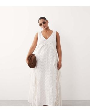 ARRANGE Curve Broderie Tiered Maxi Dress - Natural