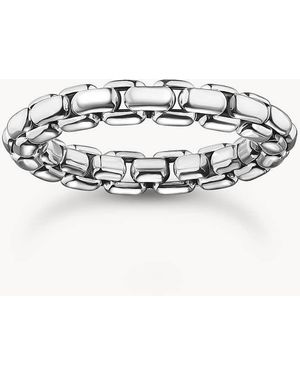 Thomas Sabo Anello Argentato A Maglie Squadrate - Bianco