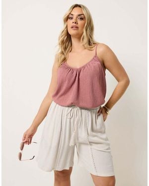 Yours Clothing Scallop Trim Shorts - Pink