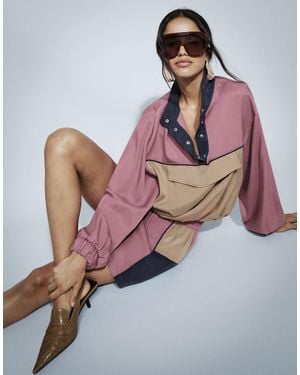 ASOS 80s Colour Block Wind Breaker Co-ord - Brown