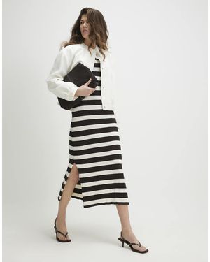 River Island Knitted Ribbed Striped Dress - White