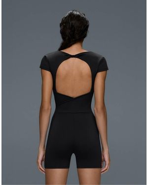 Oysho Comfortlux Open-back Short Jumpsuit - Black