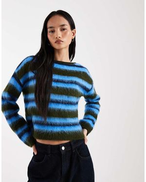 ASOS Jersey Azul A Rayas De Punto Cepillado De