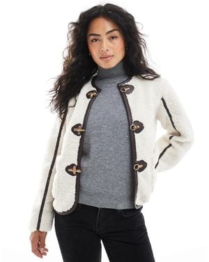 Wednesday's Girl Borg toggle Detail Cropped Jacket - Gray