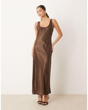 Mango Racer Maxi Dress With Embellishment - Natural