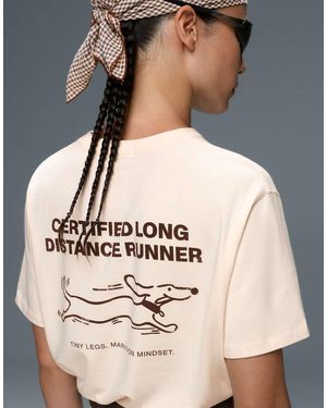 Oysho Boxy Cotton Blend Short-Sleeved T-Shirt With Print - Natural