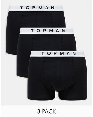 TOPMAN Pack De 3 Calzoncillos Negros Con Cinturilla Blanca De