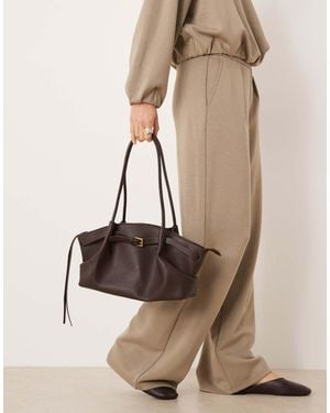 Gina Tricot Small Fold Detail Tote Bag - Natural