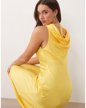 Vila – midikleid aus satin - Gelb
