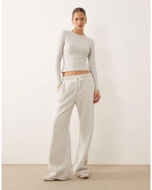 Abercrombie & Fitch High Rise Essential Wide Leg Joggers - Natural