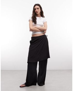 ASOS Pantalones De Pernera Recta Con Detalle De Falda En - Blanco