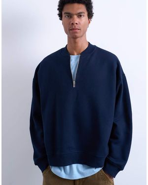 TOPMAN Bomberjack Met 1/4 Rits - Blauw