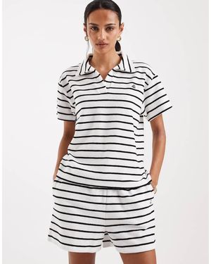 4th & Reckless Cotton Rich Terrycloth Collared Polo Top - White