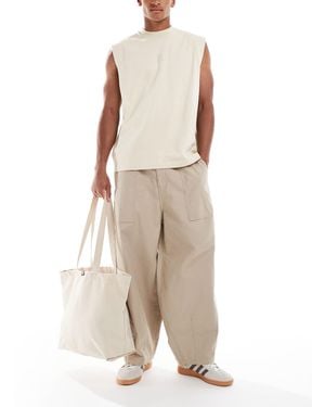 Cotton On Cotton on - pantalon baggy bouffant en lin - taupe - Neutre