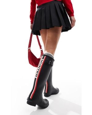 HUNTER Original Tall Tri Colour Logo Wellington Boot - Black
