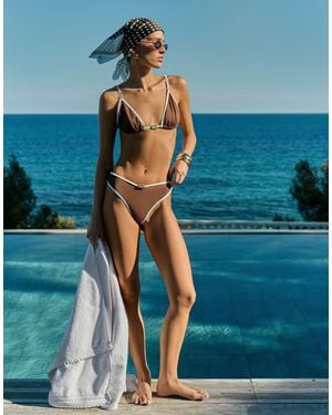 4th & Reckless Contrast Trim High Leg Bikini Bottoms Co-ord - Blue