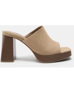 Pull&Bear Mules à talon et semelle plateforme - beige - Neutre