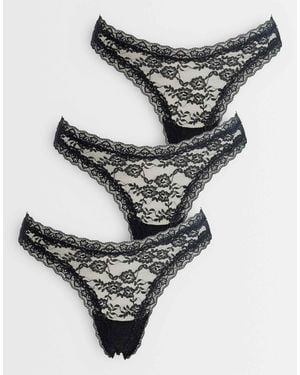 Lindex Dana 3-pack Lace Thongs - Metallic
