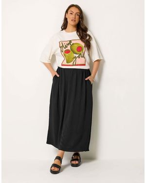 Yours Clothing Woven Midi Skirt - Black