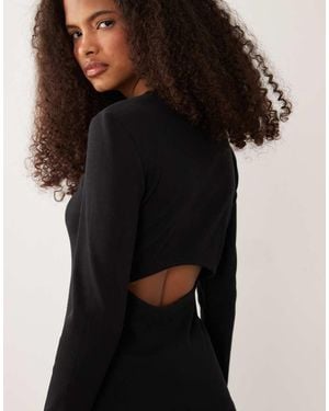 Calvin Klein Top Met Lange Mouwen, Geweven Label En Uitsnijdetail - Zwart