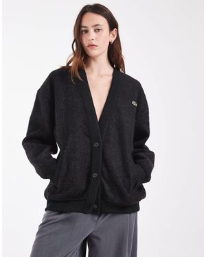 Lacoste Oversize-co-ord-cardigan aus walkwolle mit v-ausschnitt - Schwarz
