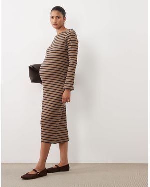 Mama.licious Mamalicious Maternity Long Sleeve Jersey Midi Dress - White