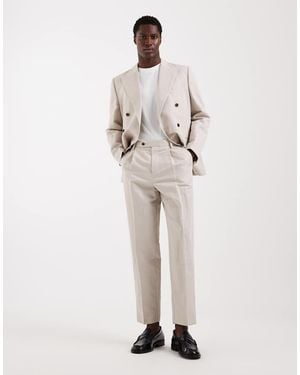 ASOS Relaxed Tapered Linen Rich Suit Trousers - Natural