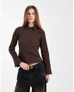 New Look Bengaline Stripe Fitted Shirt - Black